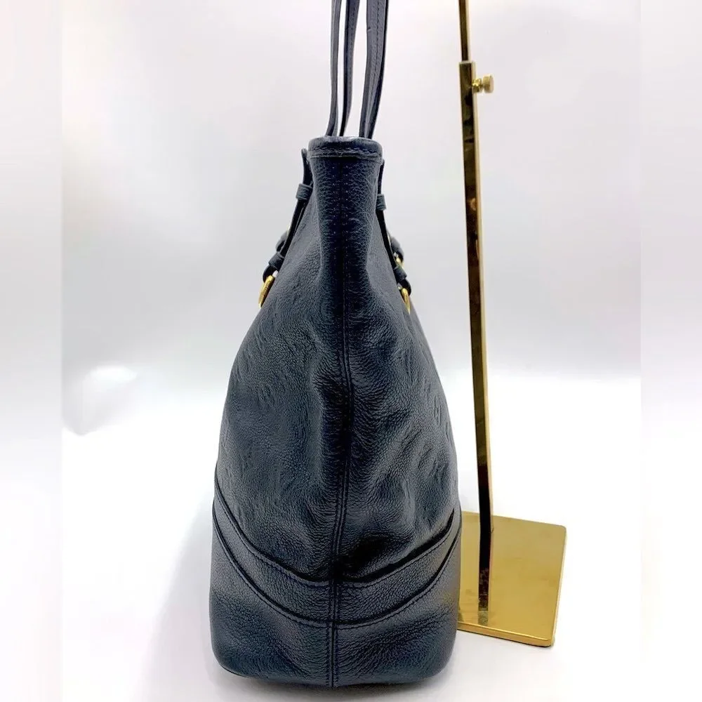 Auth Louis Vuitton Navy Blue Empriente Monogram Shopper Tote Bag